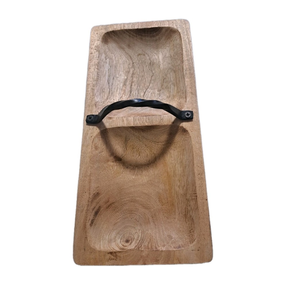 Wooden Two Compartment Serving Board w/ Handle